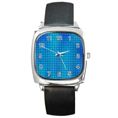 Seamless Blue Tiles Pattern Square Metal Watch