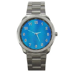 Seamless Blue Tiles Pattern Sport Metal Watch by Amaryn4rt