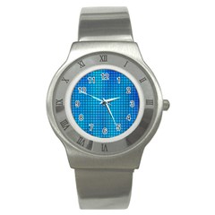 Seamless Blue Tiles Pattern Stainless Steel Watch by Amaryn4rt