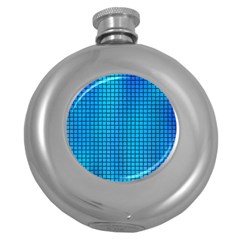 Seamless Blue Tiles Pattern Round Hip Flask (5 Oz) by Amaryn4rt