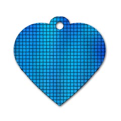 Seamless Blue Tiles Pattern Dog Tag Heart (two Sides)