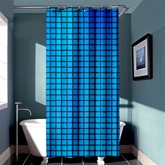 Seamless Blue Tiles Pattern Shower Curtain 36  X 72  (stall) 