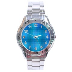 Seamless Blue Tiles Pattern Stainless Steel Analogue Watch