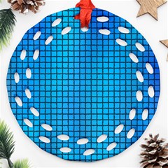 Seamless Blue Tiles Pattern Ornament (round Filigree)