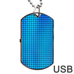 Seamless Blue Tiles Pattern Dog Tag Usb Flash (one Side)