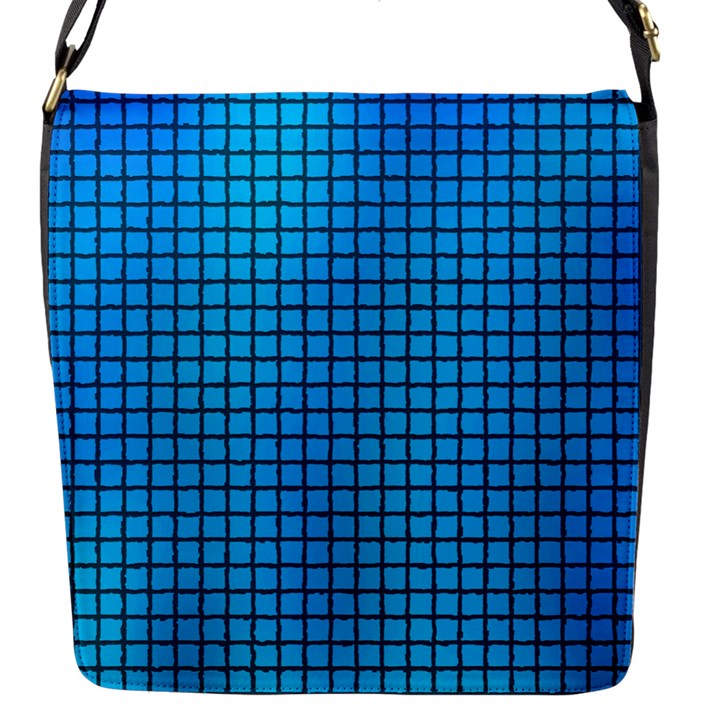 Seamless Blue Tiles Pattern Flap Messenger Bag (S)