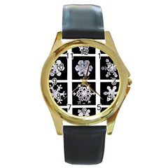 Snowflakes Exemplifies Emergence In A Physical System Round Gold Metal Watch by Amaryn4rt