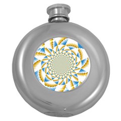 Tech Neon And Glow Backgrounds Psychedelic Art Psychedelic Art Round Hip Flask (5 Oz) by Amaryn4rt