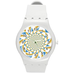 Tech Neon And Glow Backgrounds Psychedelic Art Psychedelic Art Round Plastic Sport Watch (m)