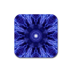 Tech Neon And Glow Backgrounds Psychedelic Art Rubber Square Coaster (4 Pack) 