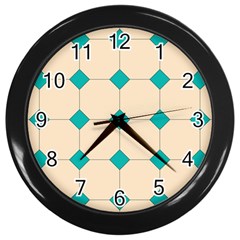 Tile Pattern Wallpaper Background Wall Clocks (Black)