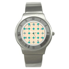 Tile Pattern Wallpaper Background Stainless Steel Watch