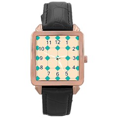 Tile Pattern Wallpaper Background Rose Gold Leather Watch 