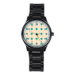 Tile Pattern Wallpaper Background Stainless Steel Round Watch