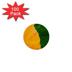 Wet Yellow And Green Leaves Abstract Pattern 1  Mini Buttons (100 Pack)  by Amaryn4rt