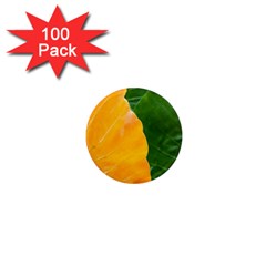 Wet Yellow And Green Leaves Abstract Pattern 1  Mini Magnets (100 Pack)  by Amaryn4rt