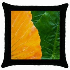 Wet Yellow And Green Leaves Abstract Pattern Throw Pillow Case (black) by Amaryn4rt