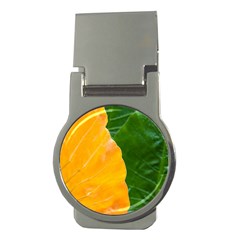 Wet Yellow And Green Leaves Abstract Pattern Money Clips (round)  by Amaryn4rt