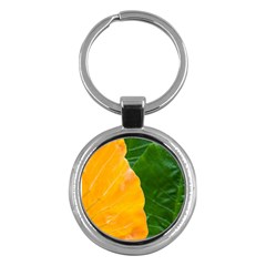 Wet Yellow And Green Leaves Abstract Pattern Key Chains (round)  by Amaryn4rt