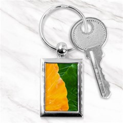 Wet Yellow And Green Leaves Abstract Pattern Key Chains (rectangle)  by Amaryn4rt