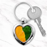 Wet Yellow And Green Leaves Abstract Pattern Key Chains (Heart)  Front