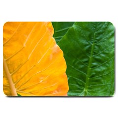 Wet Yellow And Green Leaves Abstract Pattern Large Doormat  by Amaryn4rt