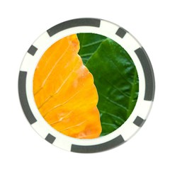 Wet Yellow And Green Leaves Abstract Pattern Poker Chip Card Guard by Amaryn4rt