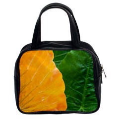 Wet Yellow And Green Leaves Abstract Pattern Classic Handbags (2 Sides) by Amaryn4rt