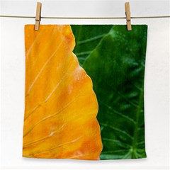 Wet Yellow And Green Leaves Abstract Pattern Face Towel by Amaryn4rt