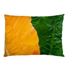 Wet Yellow And Green Leaves Abstract Pattern Pillow Case by Amaryn4rt