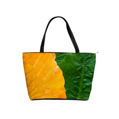 Wet Yellow And Green Leaves Abstract Pattern Shoulder Handbags by Amaryn4rt