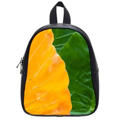 Wet Yellow And Green Leaves Abstract Pattern School Bags (small) 