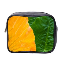 Wet Yellow And Green Leaves Abstract Pattern Mini Toiletries Bag 2-side