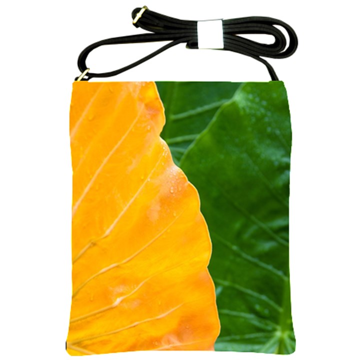 Wet Yellow And Green Leaves Abstract Pattern Shoulder Sling Bags