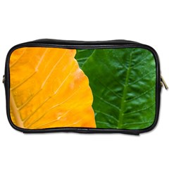 Wet Yellow And Green Leaves Abstract Pattern Toiletries Bags 2-side