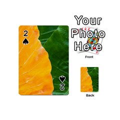 Wet Yellow And Green Leaves Abstract Pattern Playing Cards 54 (mini)  by Amaryn4rt