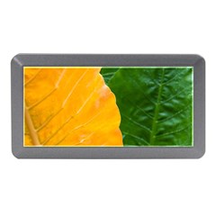 Wet Yellow And Green Leaves Abstract Pattern Memory Card Reader (mini) by Amaryn4rt