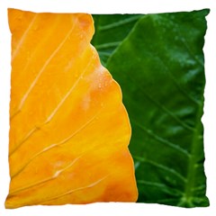 Wet Yellow And Green Leaves Abstract Pattern Large Cushion Case (one Side) by Amaryn4rt