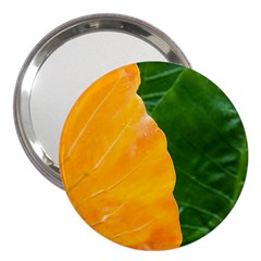 Wet Yellow And Green Leaves Abstract Pattern 3  Handbag Mirrors by Amaryn4rt