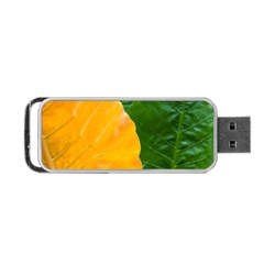 Wet Yellow And Green Leaves Abstract Pattern Portable Usb Flash (two Sides) by Amaryn4rt