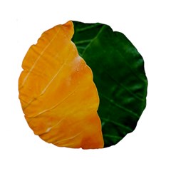 Wet Yellow And Green Leaves Abstract Pattern Standard 15  Premium Round Cushions by Amaryn4rt