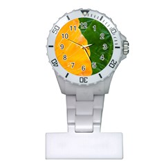 Wet Yellow And Green Leaves Abstract Pattern Plastic Nurses Watch by Amaryn4rt