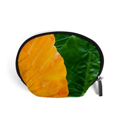 Wet Yellow And Green Leaves Abstract Pattern Accessory Pouches (small) 