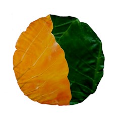 Wet Yellow And Green Leaves Abstract Pattern Standard 15  Premium Flano Round Cushions by Amaryn4rt