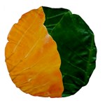 Wet Yellow And Green Leaves Abstract Pattern Large 18  Premium Flano Round Cushions Front