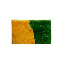 Wet Yellow And Green Leaves Abstract Pattern Cosmetic Bag (xs) by Amaryn4rt