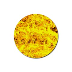 Yellow Abstract Background Rubber Round Coaster (4 Pack)  by Amaryn4rt