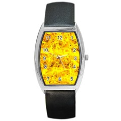 Yellow Abstract Background Barrel Style Metal Watch