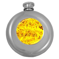 Yellow Abstract Background Round Hip Flask (5 Oz) by Amaryn4rt