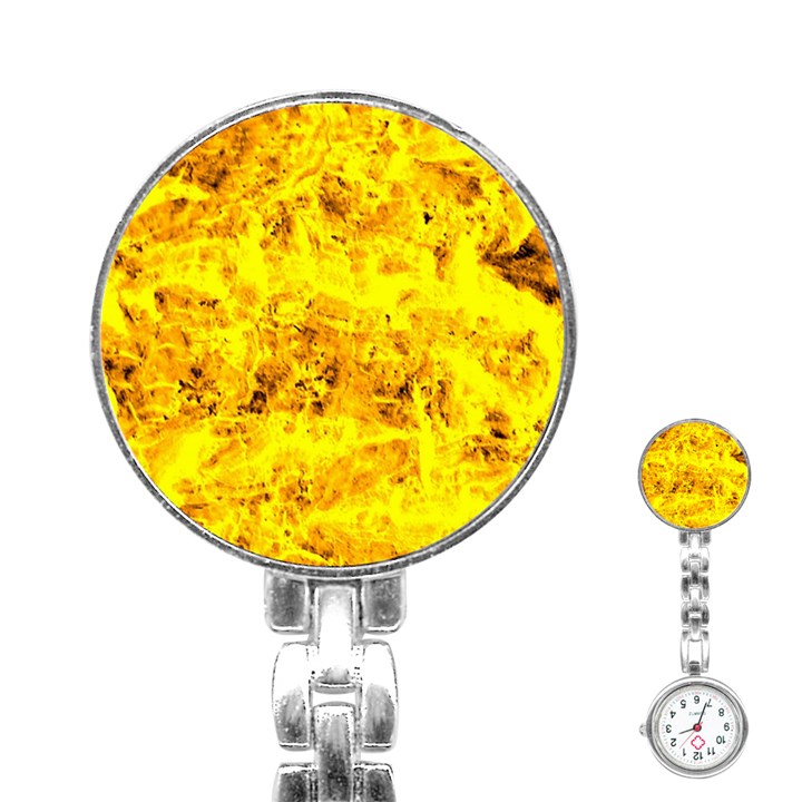 Yellow Abstract Background Stainless Steel Nurses Watch